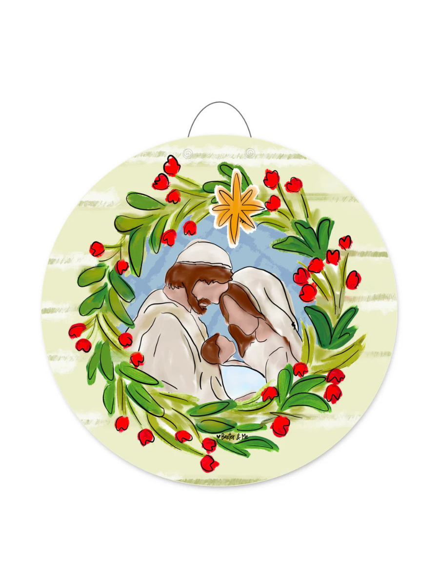 Baxter & Me | Joseph Mary Jesus Wreath Door Hanger