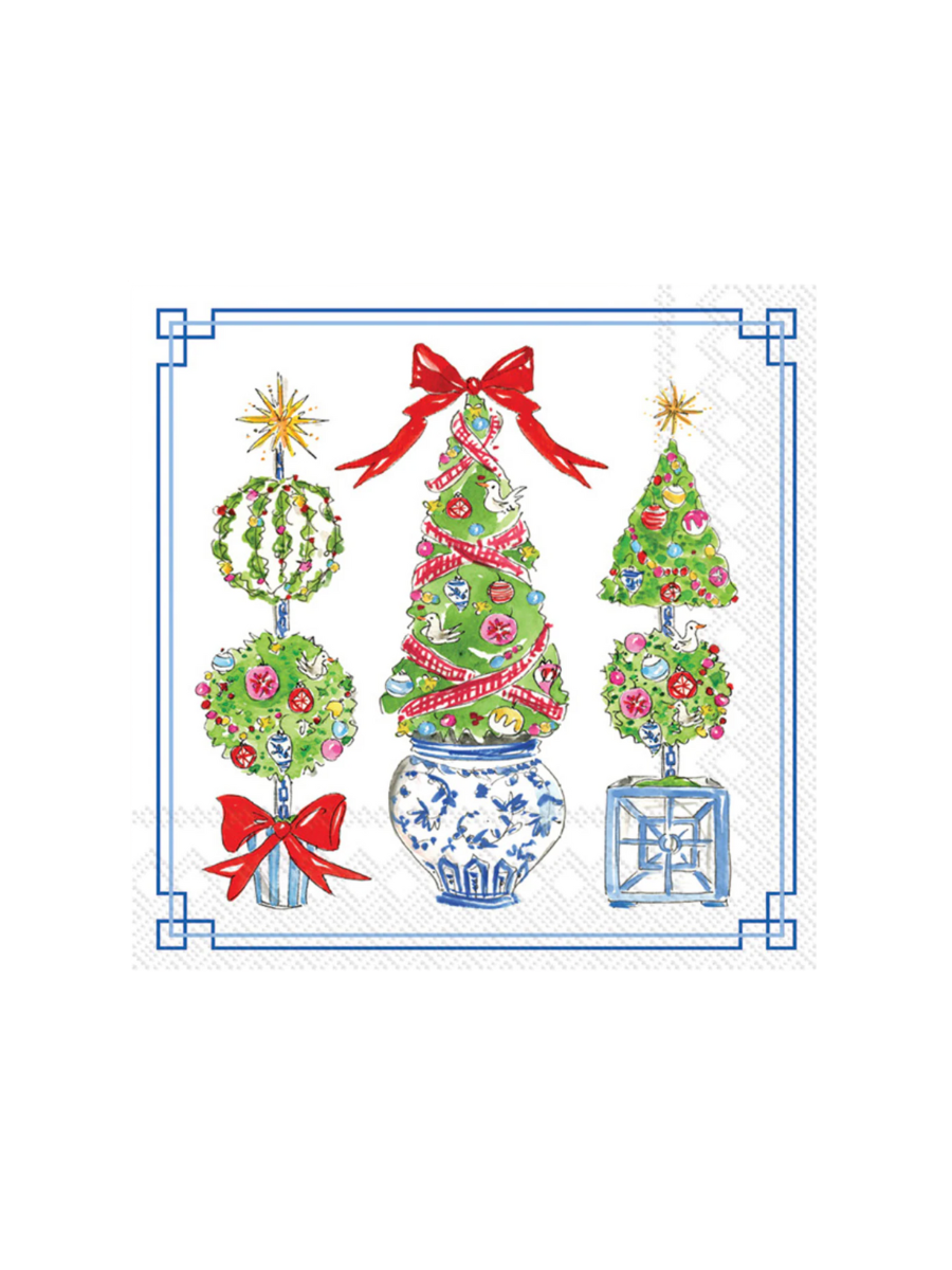 Bright Topiary Trees Cocktail Napkin chinoiserie home & decor gift jincy's