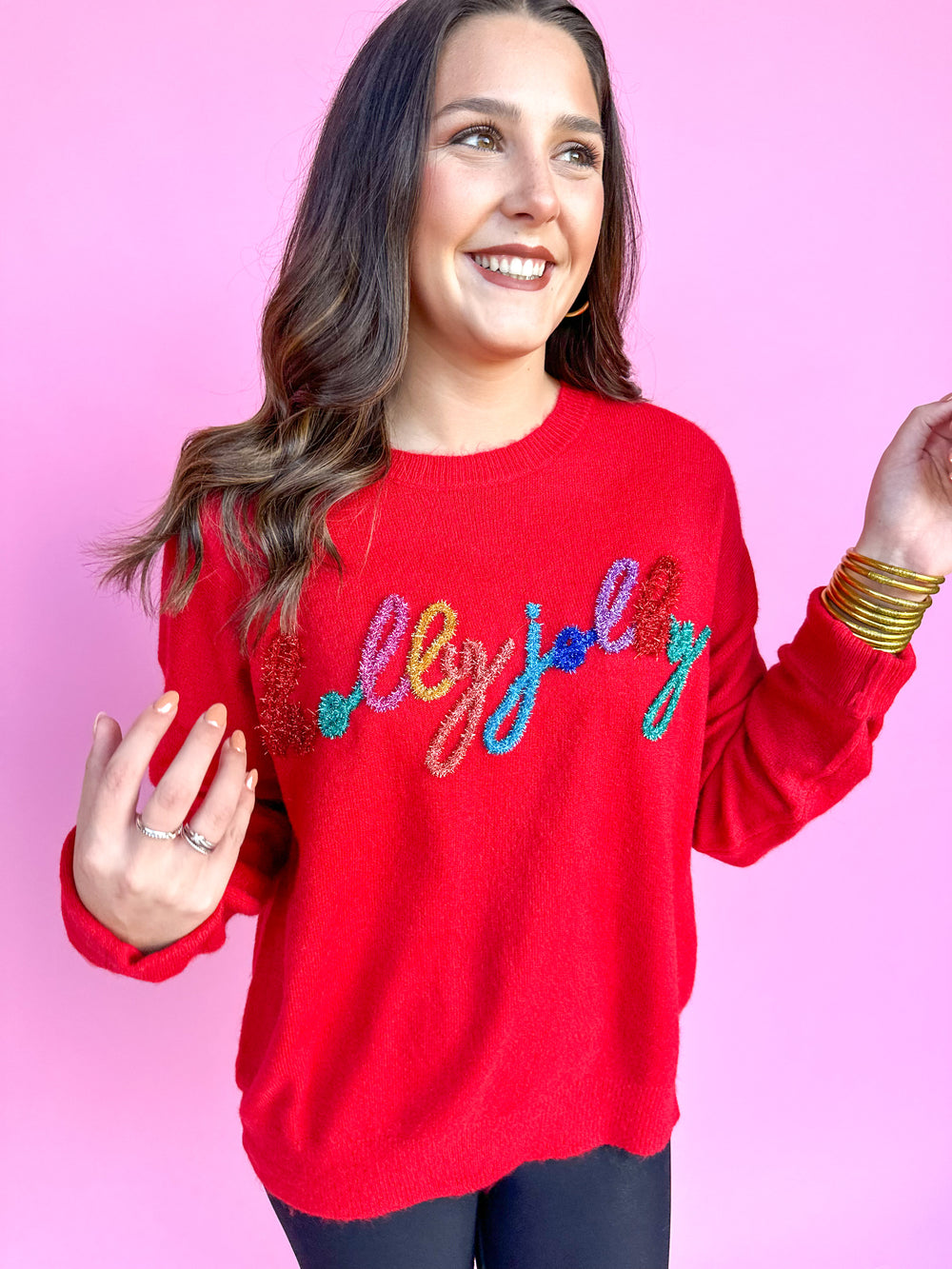 Tinsel Holly Jolly Sweater - Red