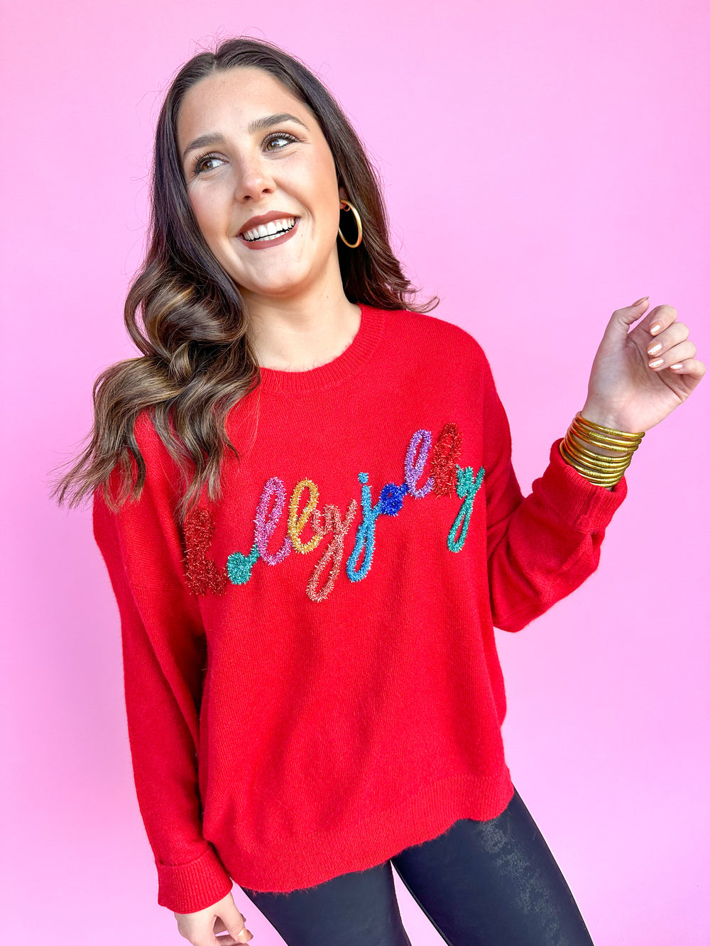Tinsel Holly Jolly Sweater - Red