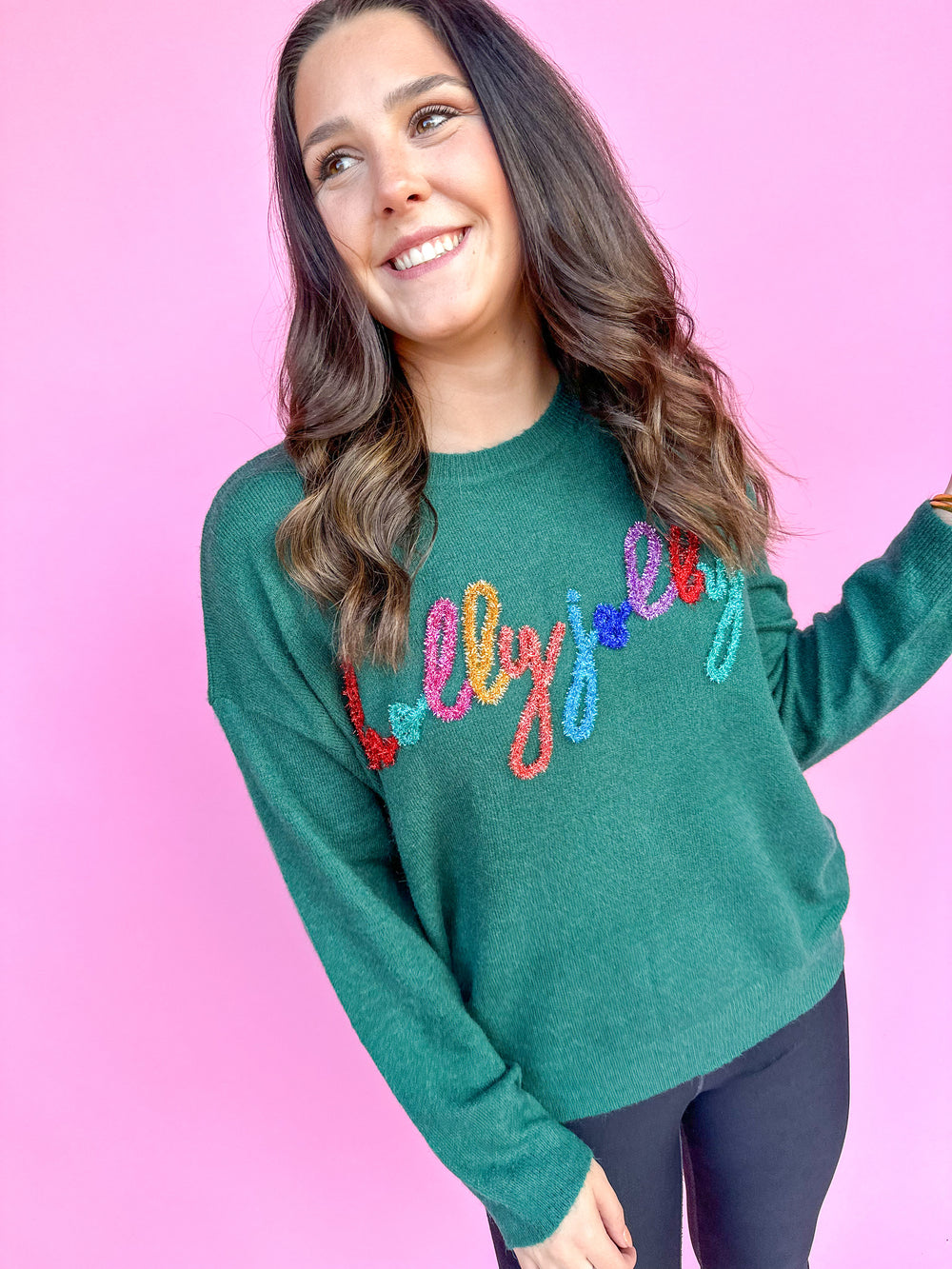 Tinsel Holly Jolly Sweater - Green