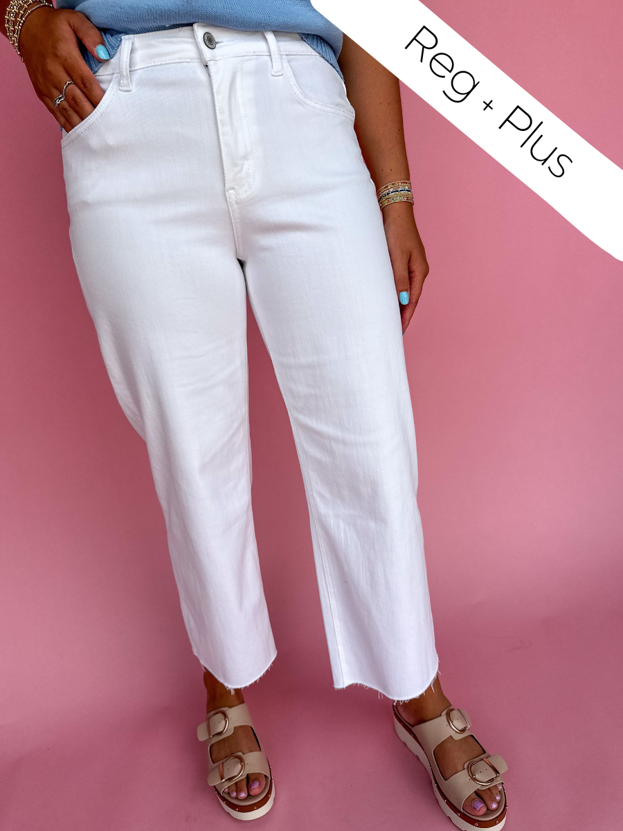 VERVET | High Rise Crop Wide Leg - Optic White