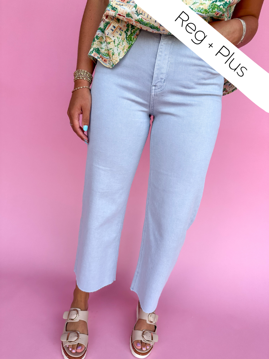 VERVET | High Rise Crop Wide Leg - Gray Dawn