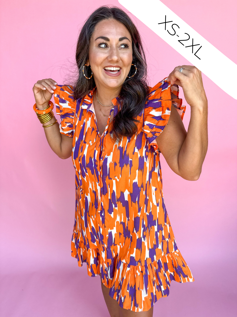 Michelle McDowell | Abby Dress - Tailgate Time Purple/Orange