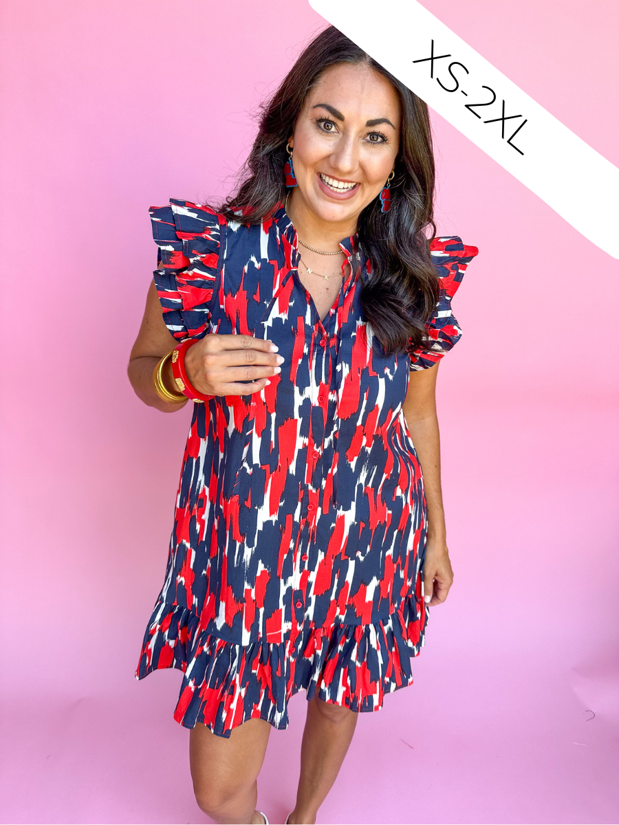 Michelle McDowell | Abby Dress - Tailgate Time Red/Blue