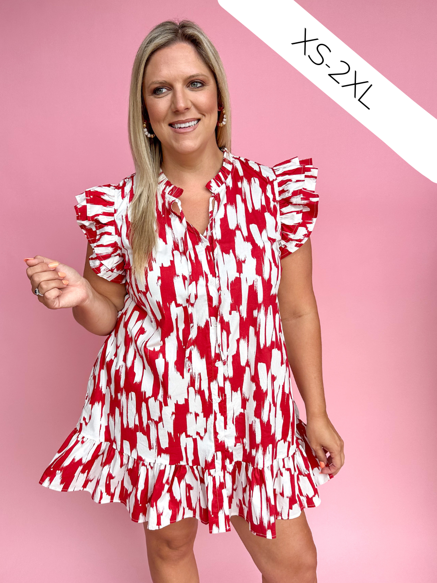 Michelle McDowell | Abby Dress - Tailgate Time Crimson/White