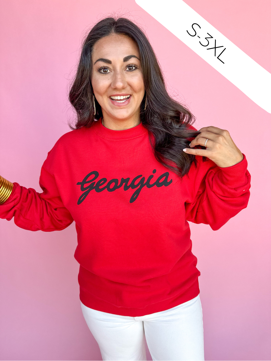 Peach State Pride | Georgia Script Sweatshirt - Red