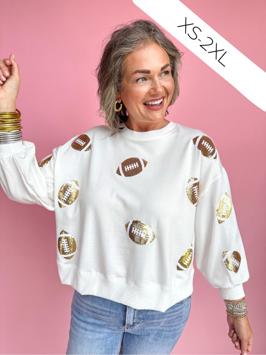 Mary Square | Millie Sweatshirt - Gold Footballs