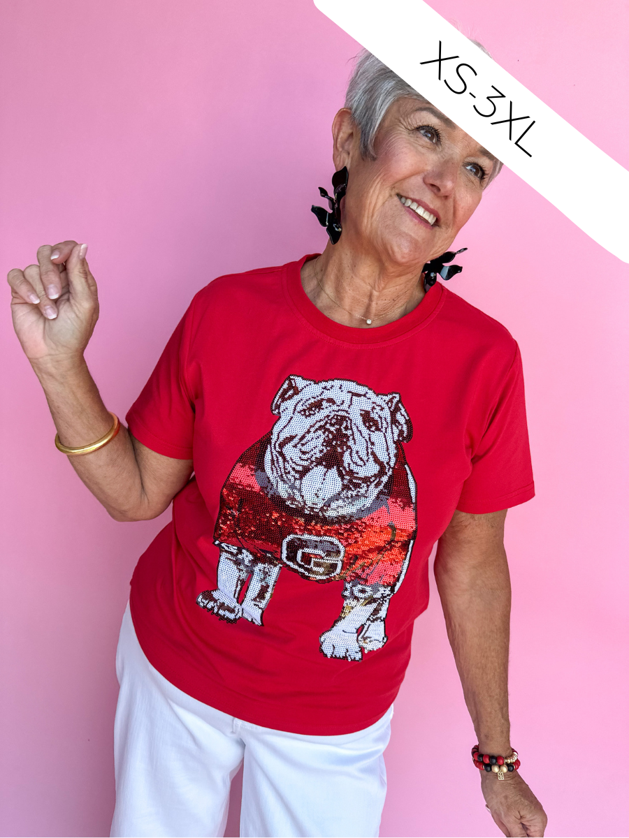 Stewart Simmons | Standing Bulldog Sequin Tee