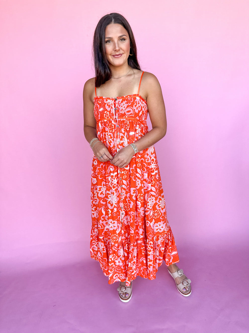 KARLIE | Floral 70's Smock Cami Dress