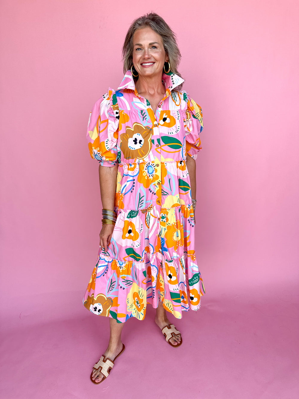 KARLIE | Artist Floral Tier Midi Dress