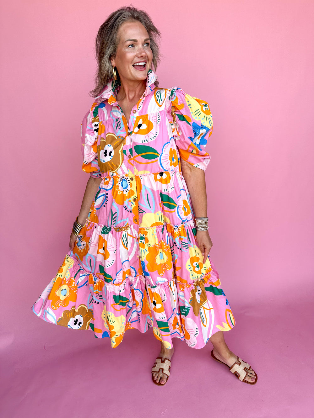 KARLIE | Artist Floral Tier Midi Dress