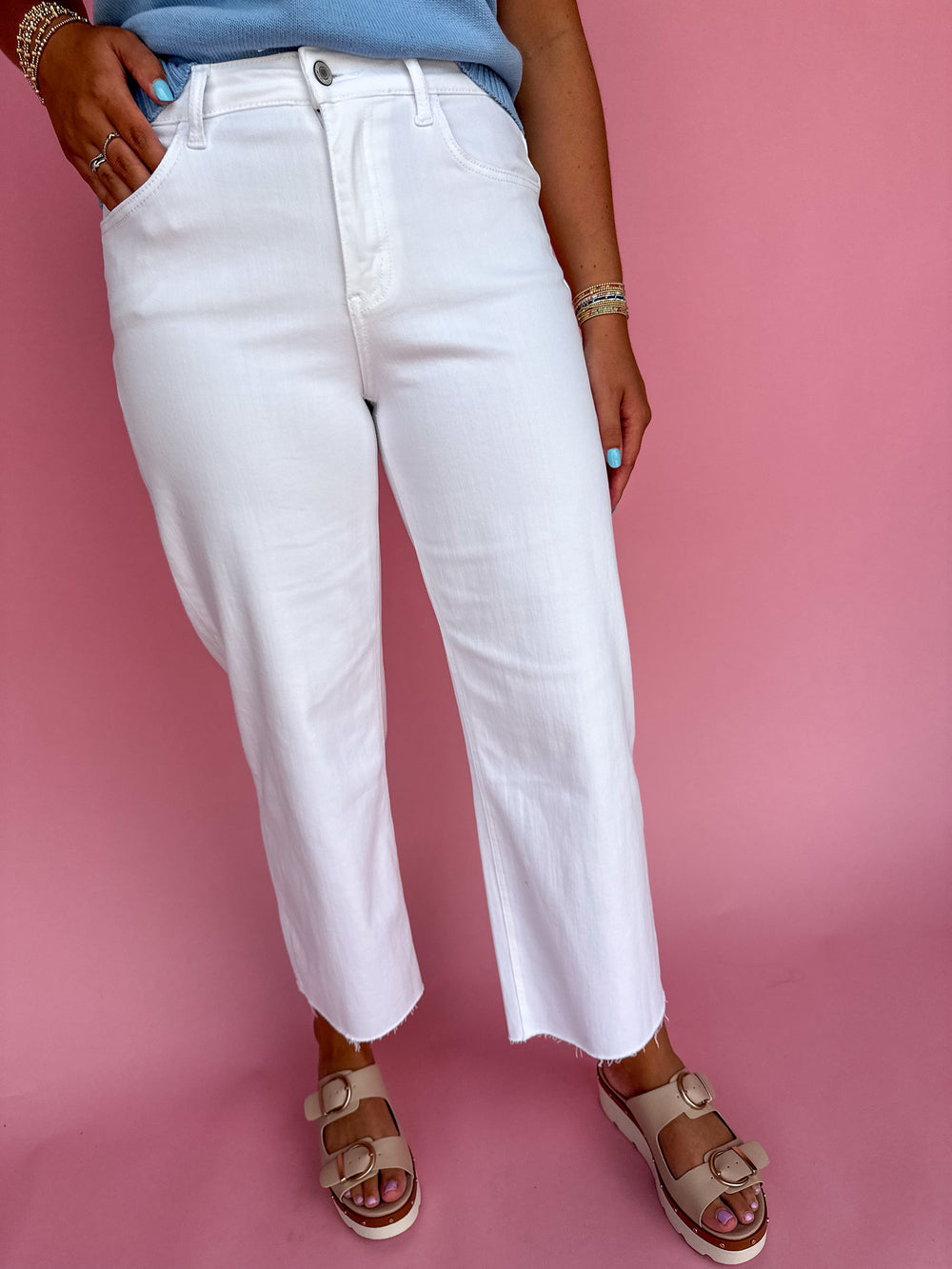 VERVET | High Rise Crop Wide Leg - Optic White