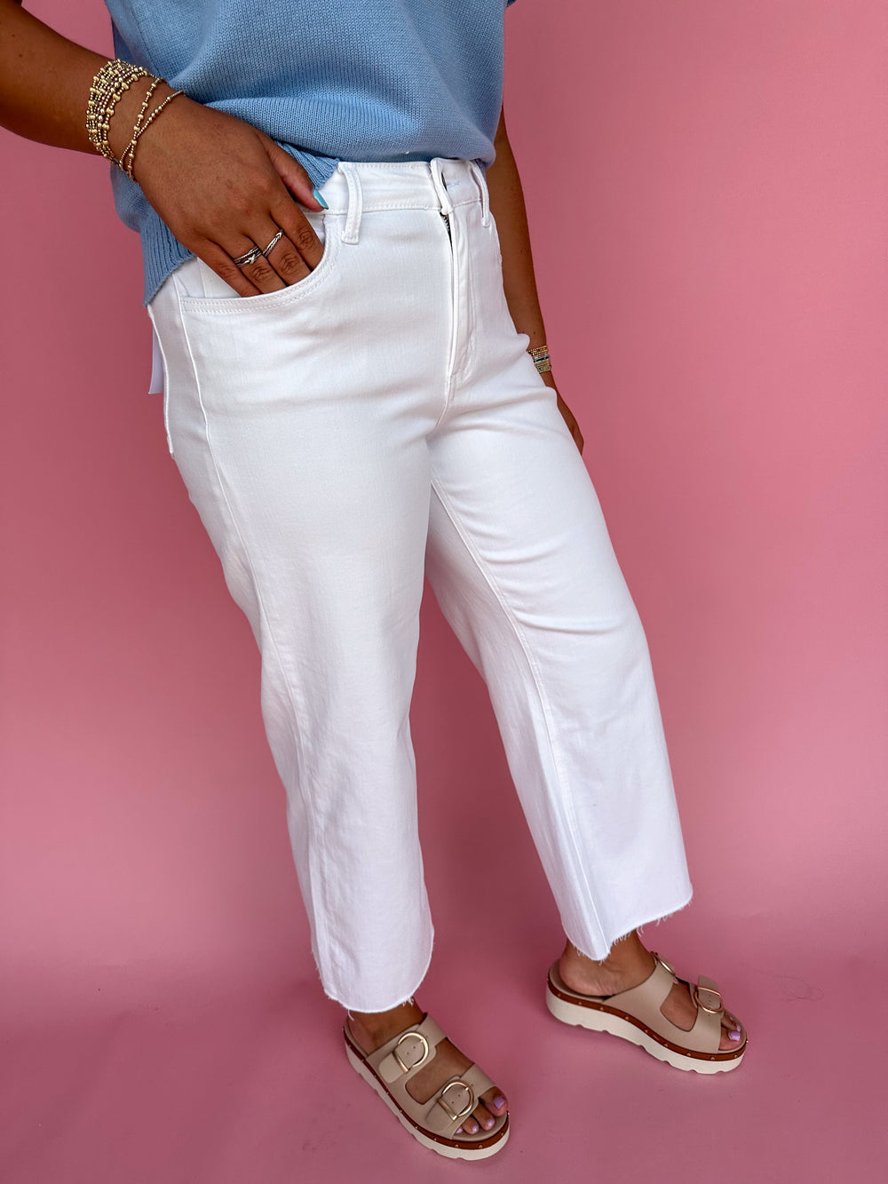 VERVET | High Rise Crop Wide Leg - Optic White