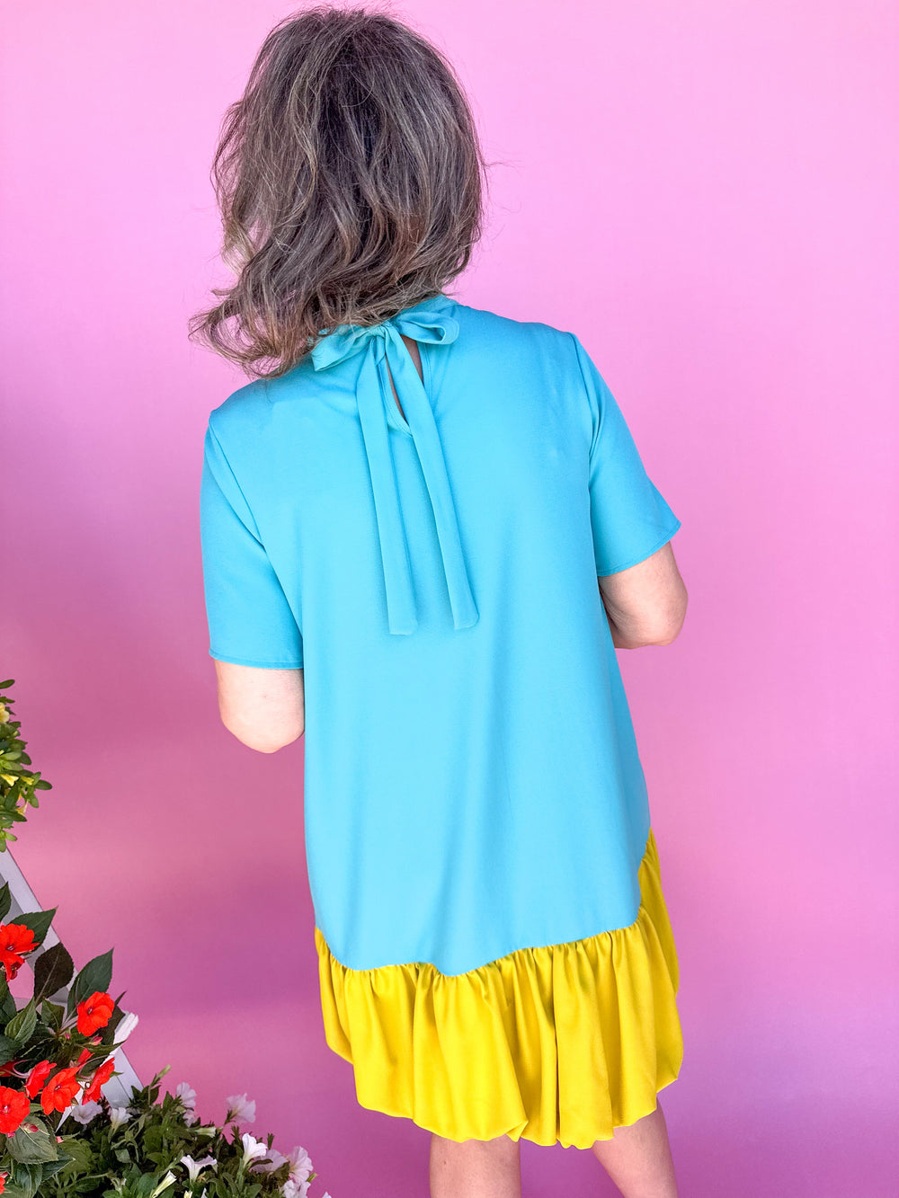 Around The Block Dress - Turquoise/Kiwi
