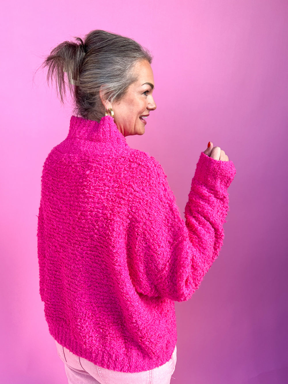 Wasted On You Sweater - Fuchsia