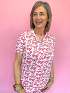 The Royal Standard Short Sleeve Button Up Pajama Shirt Sleepwear Loungewear Bows Collar Women's Gift Jincy's Boutique 