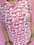 The Royal Standard Short Sleeve Button Up Pajama Shirt Sleepwear Loungewear Bows Collar Women's Gift Jincy's Boutique 
