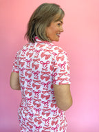 The Royal Standard Short Sleeve Button Up Pajama Shirt Sleepwear Loungewear Bows Collar Women's Gift Jincy's Boutique 