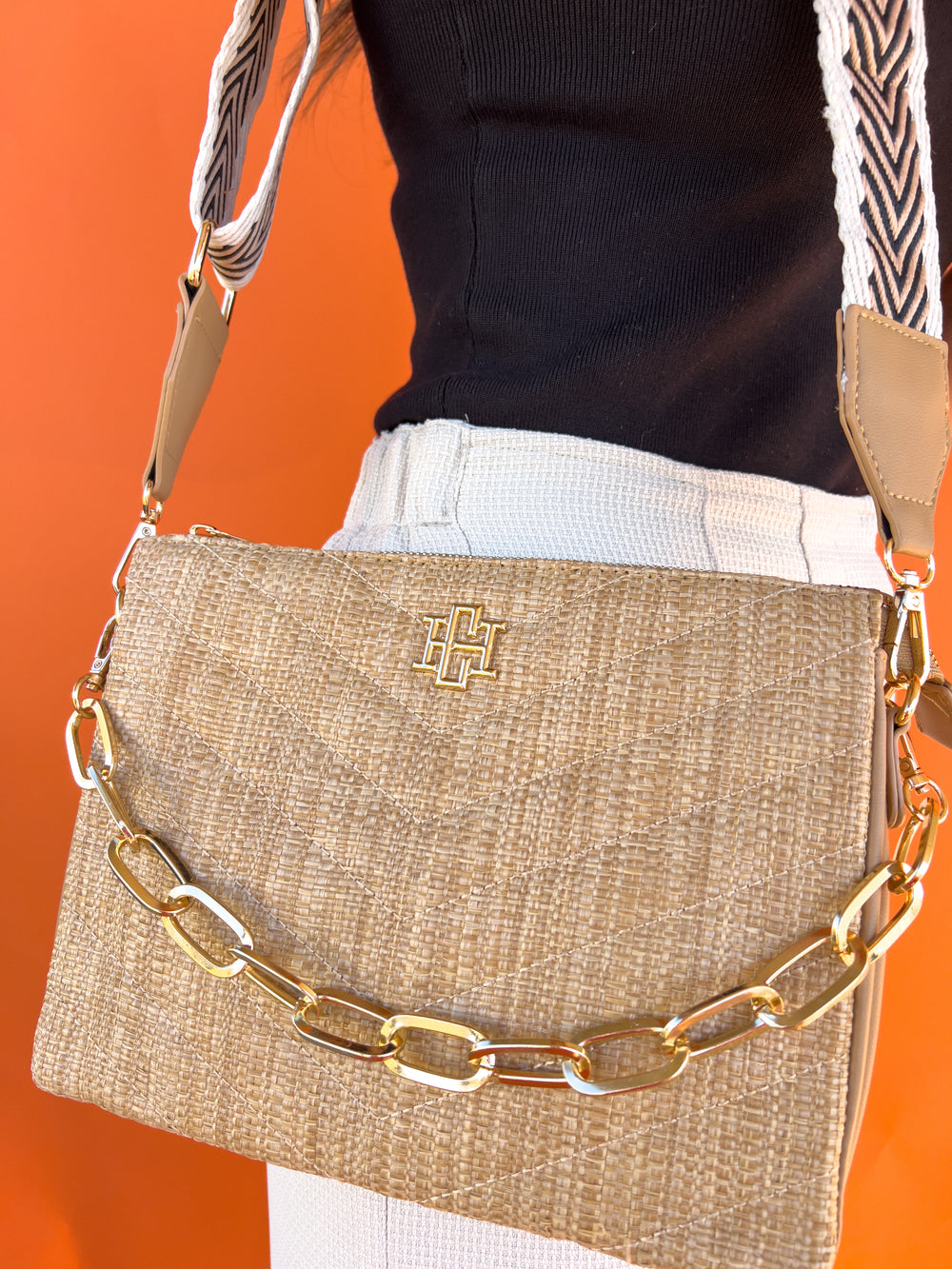 Caroline Hill | Ariana Quilted Crossbody - Natural