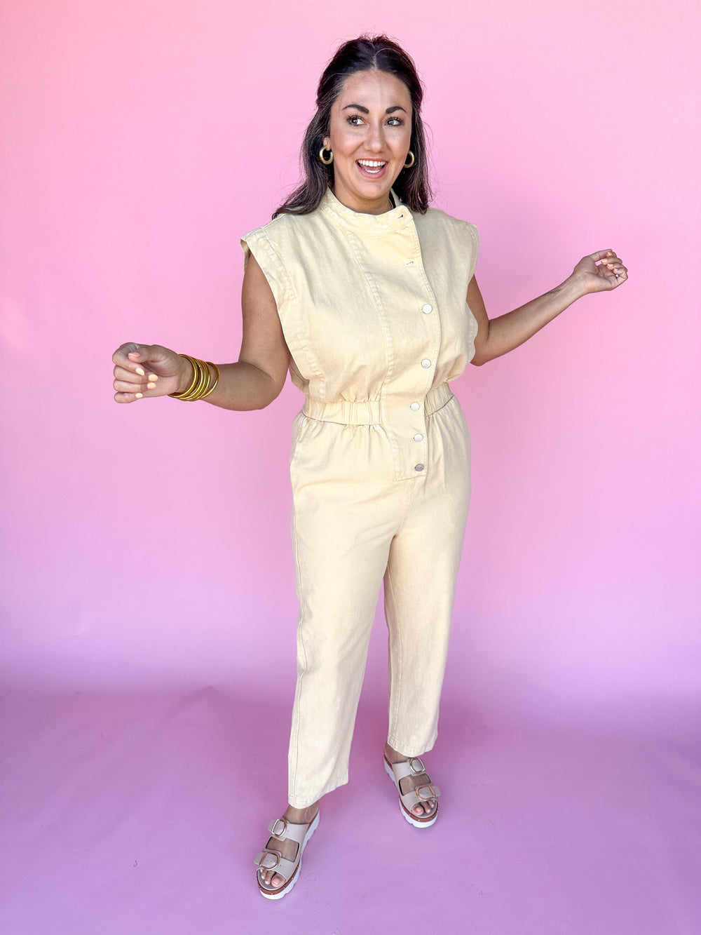 Happy Harmony Jumpsuit - Taupe