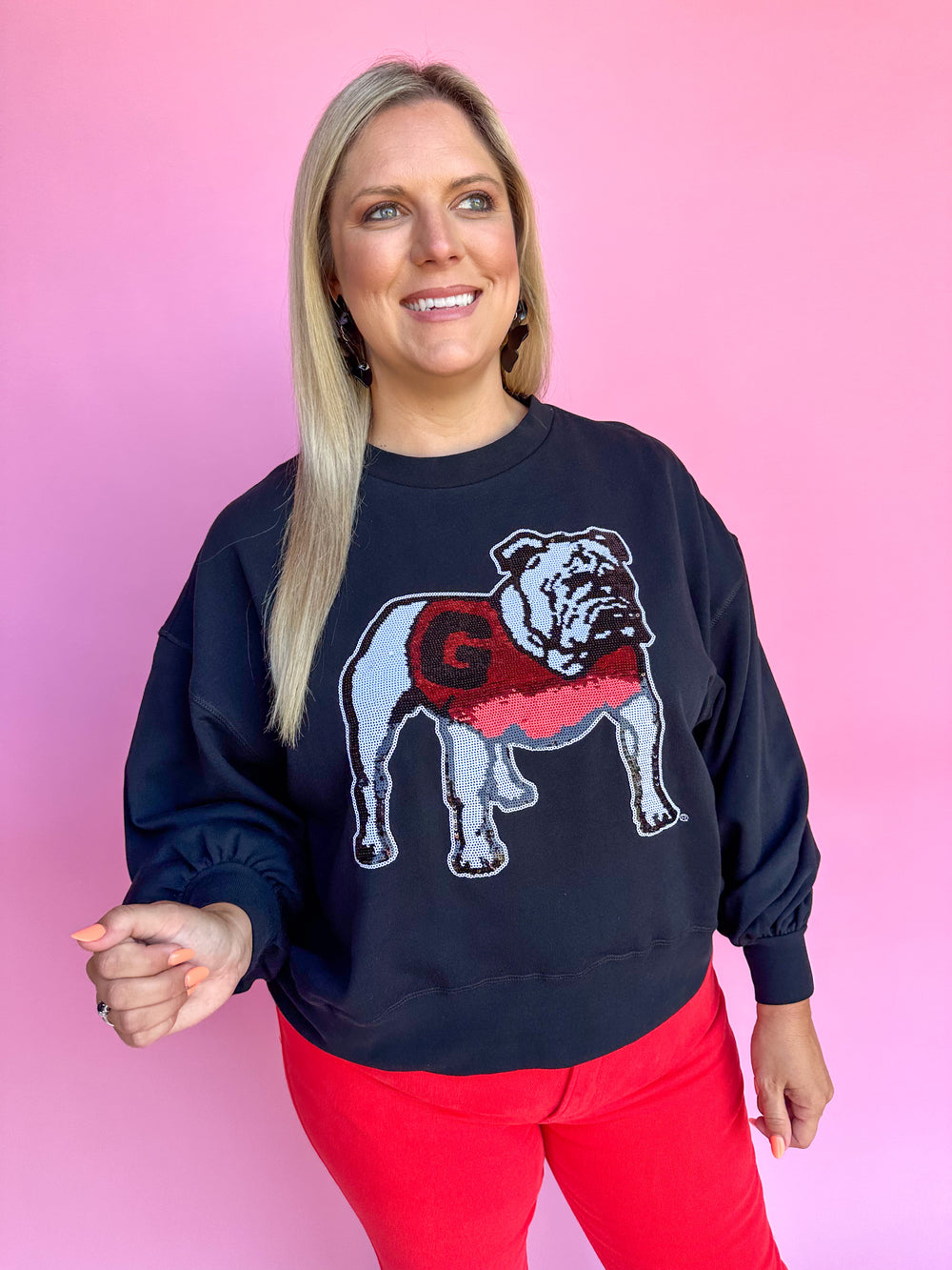 Stewart Simmons | Sequin Bulldog Balloon Sweatshirt