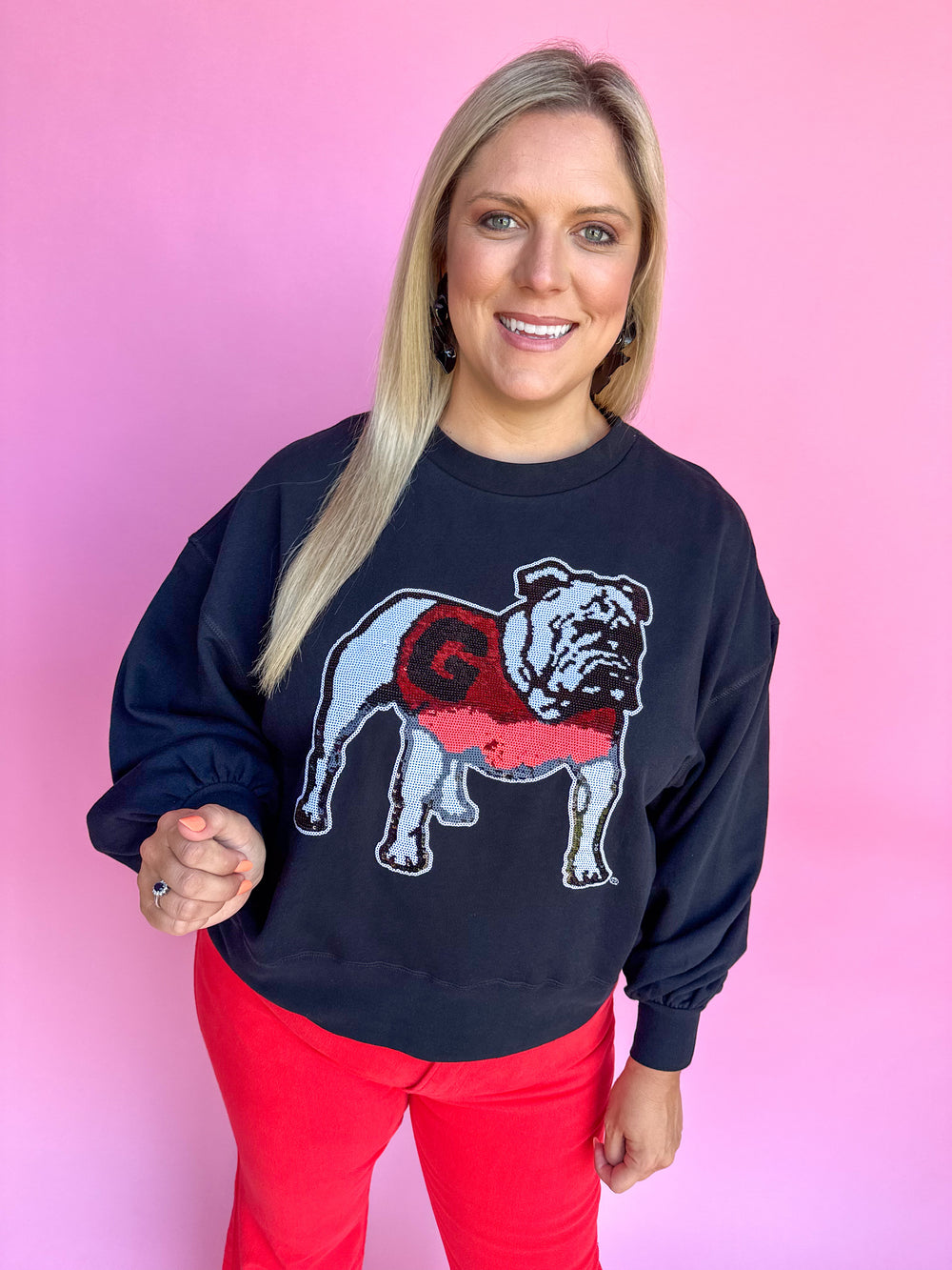 Stewart Simmons | Sequin Bulldog Balloon Sweatshirt