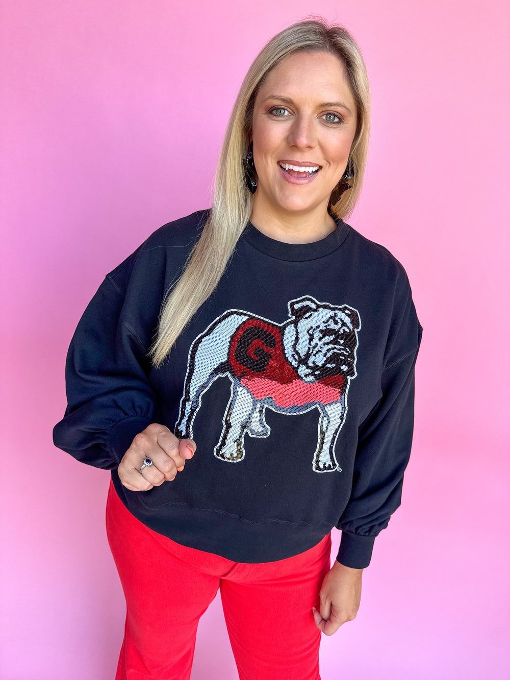 Stewart Simmons | Sequin Bulldog Balloon Sweatshirt