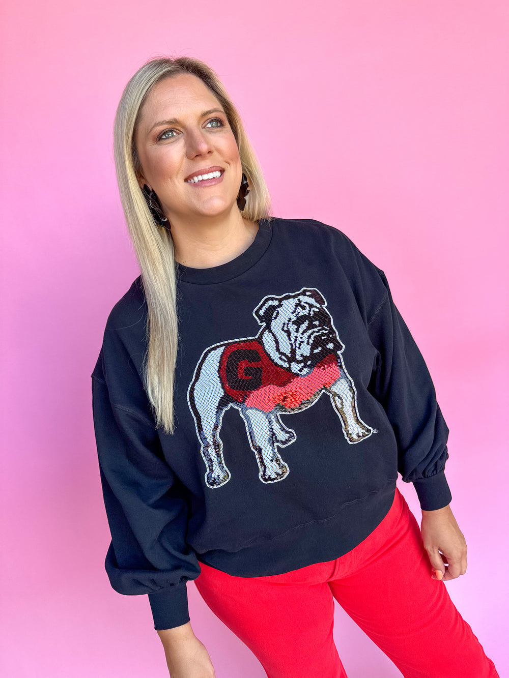 Stewart Simmons | Sequin Bulldog Balloon Sweatshirt