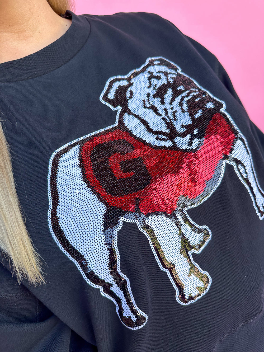 Stewart Simmons | Sequin Bulldog Balloon Sweatshirt