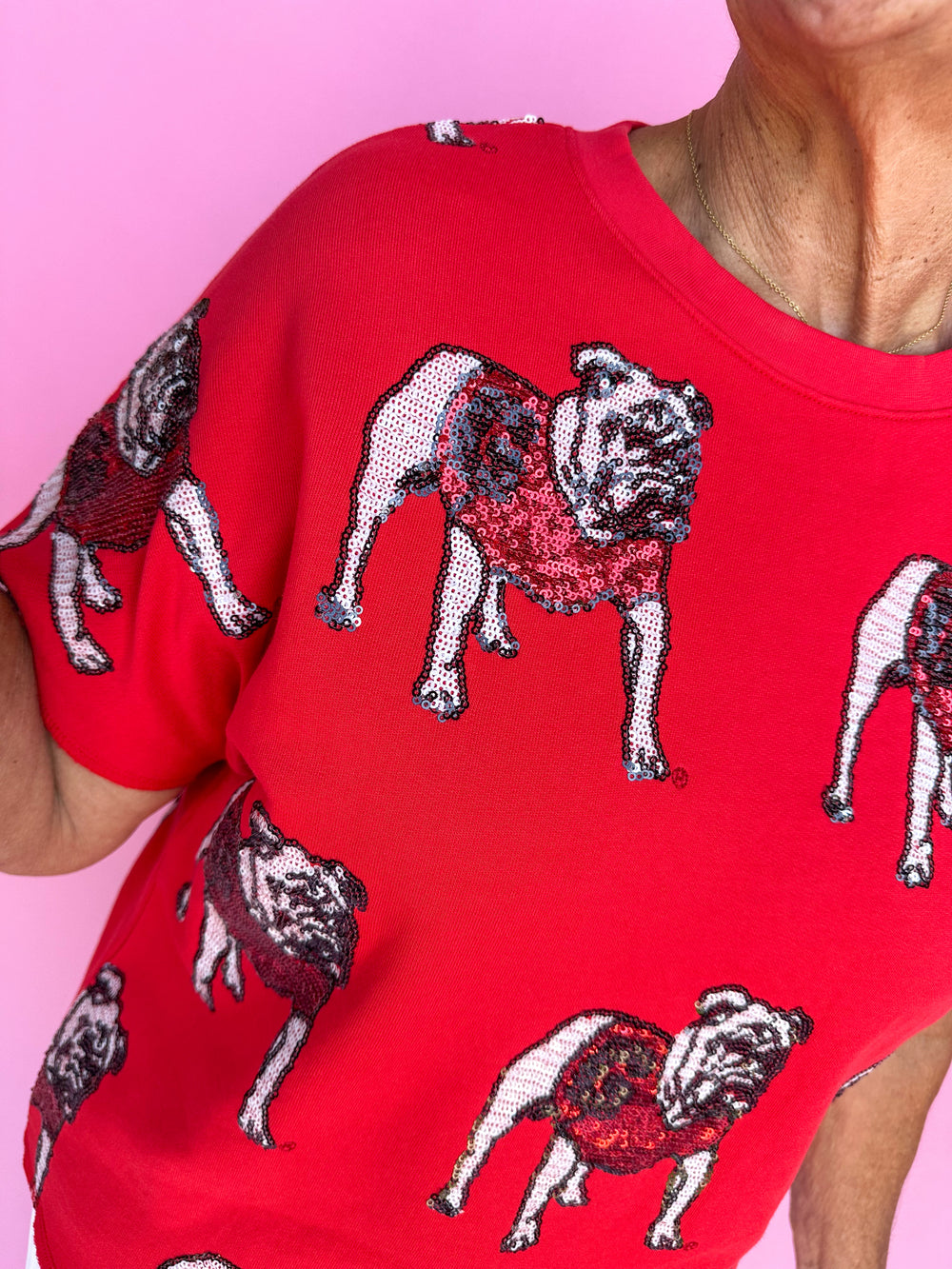 Stewart Simmons | Sequin Georgia Bulldog Terry Top