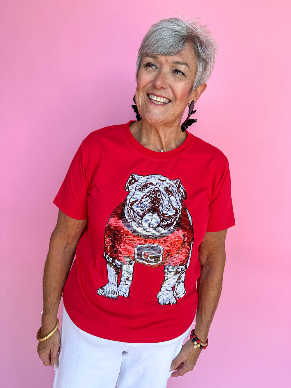 Stewart Simmons | Standing Bulldog Sequin Tee