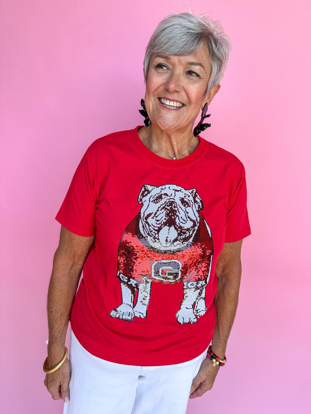 Stewart Simmons | Standing Bulldog Sequin Tee