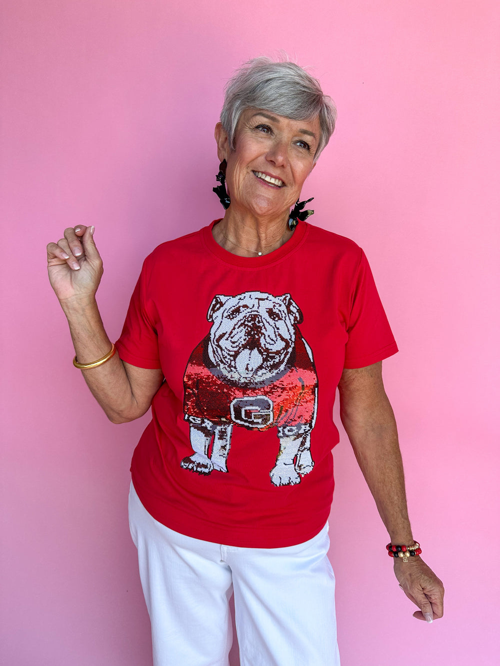 Stewart Simmons | Standing Bulldog Sequin Tee