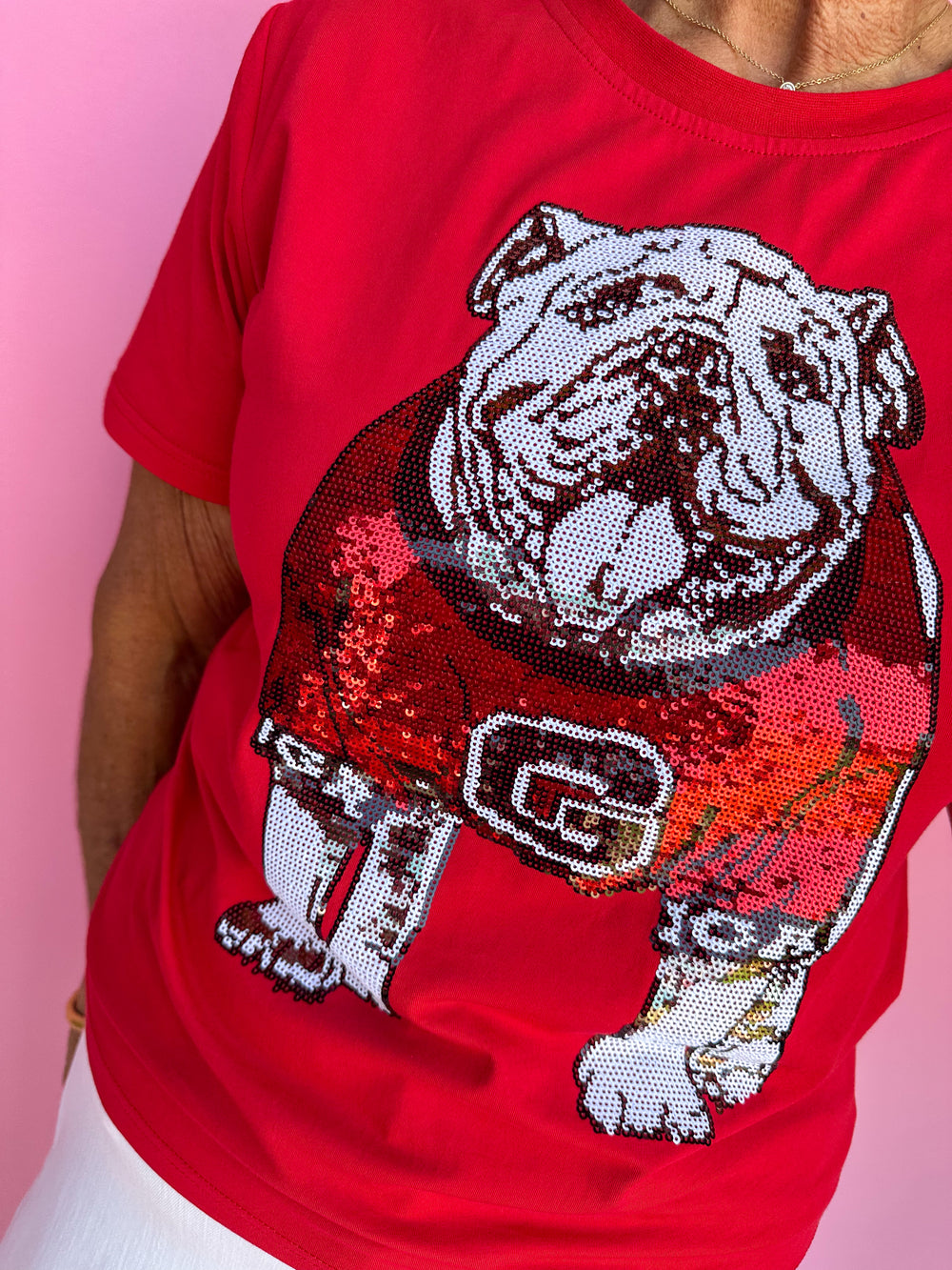 Stewart Simmons | Standing Bulldog Sequin Tee