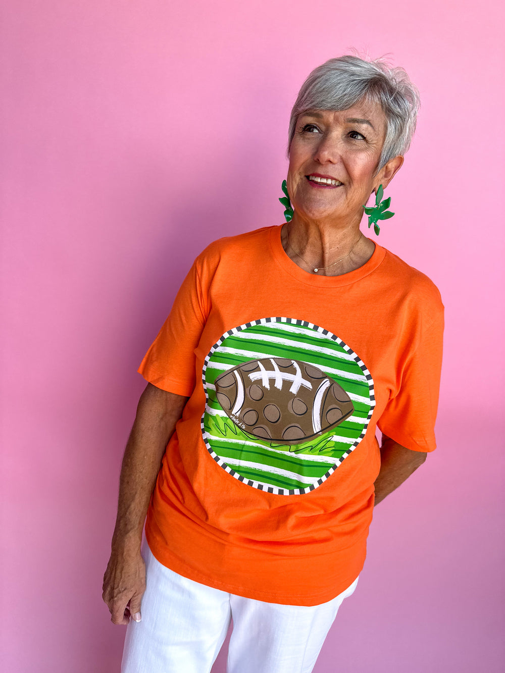 Painted Football Tee - Orange