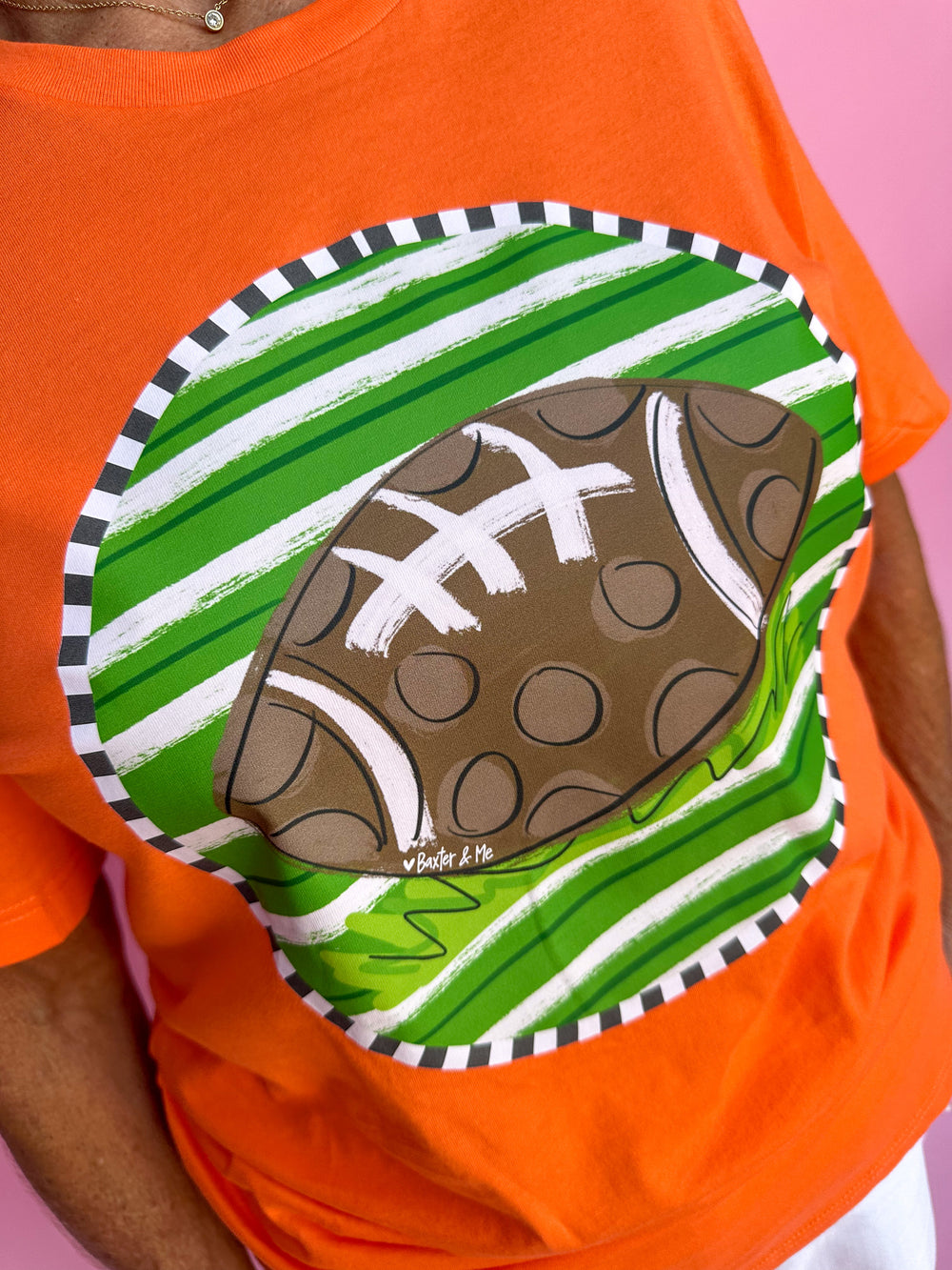 Painted Football Tee - Orange