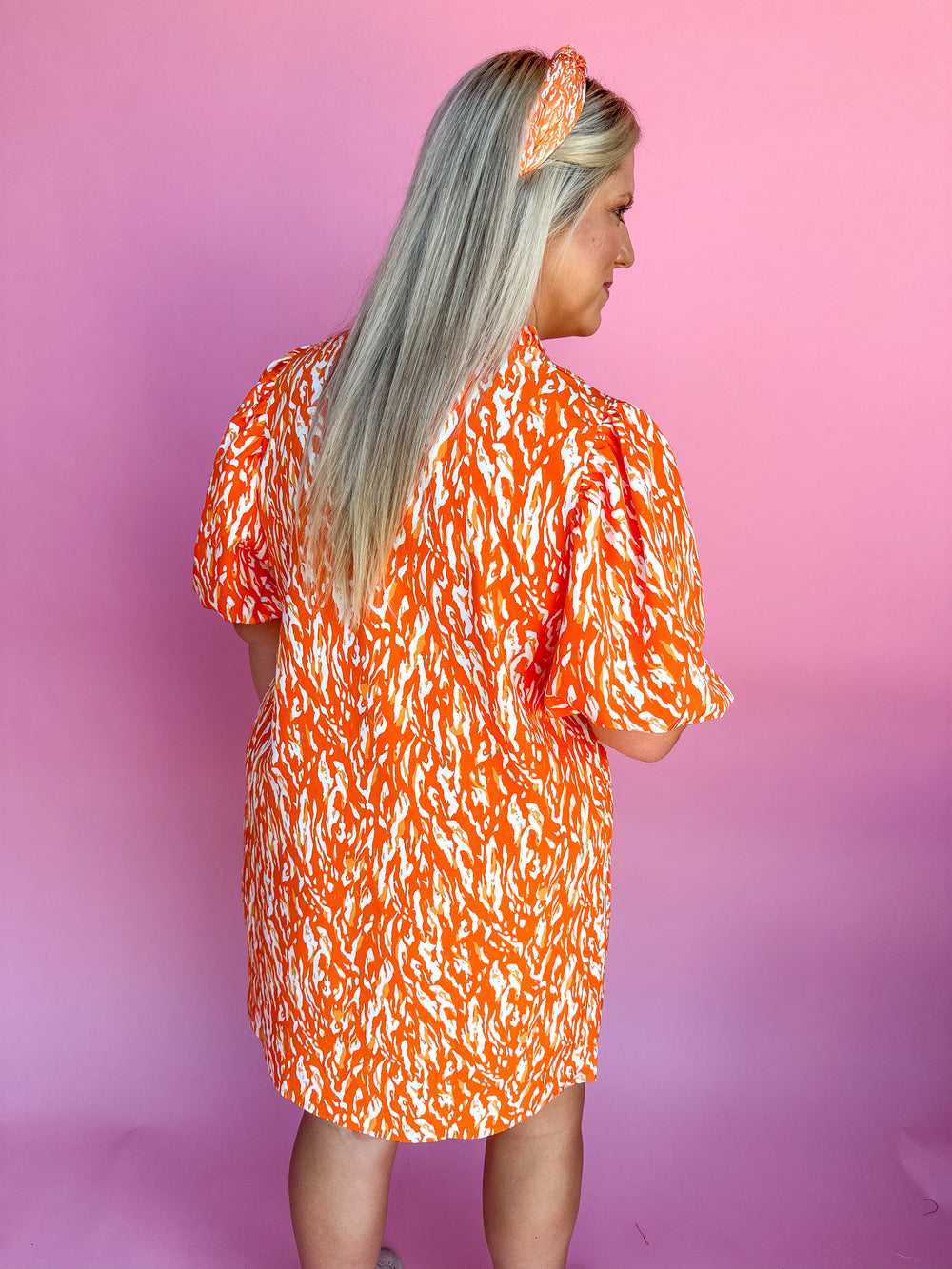 Michelle McDowell | Amelia Dress - Tiger Tail Orange/White