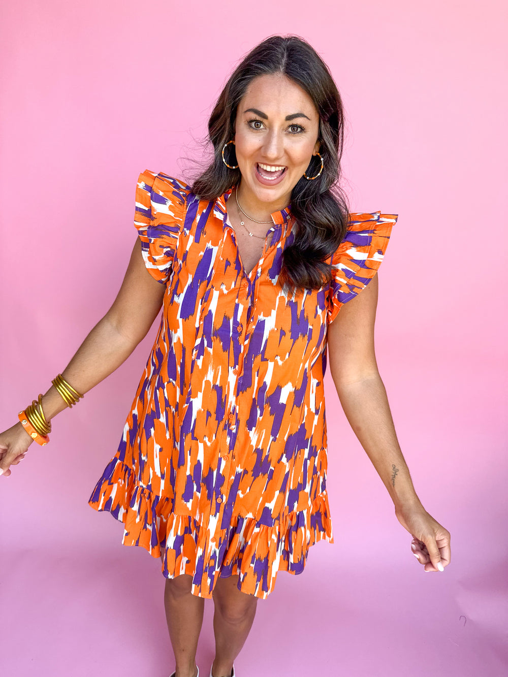 Michelle McDowell | Abby Dress - Tailgate Time Purple/Orange