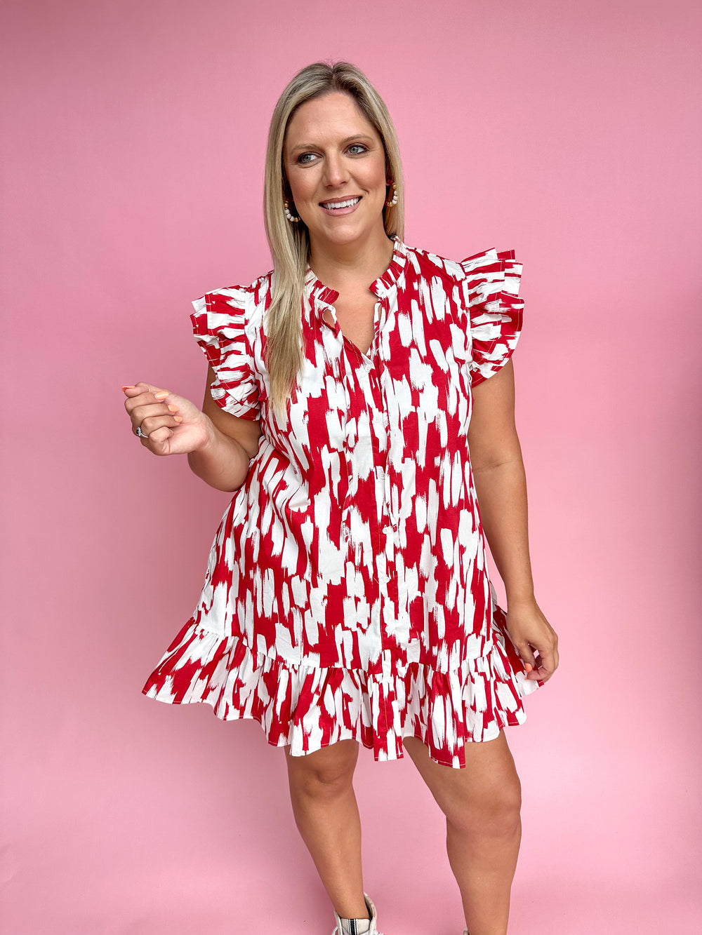 Michelle McDowell | Abby Dress - Tailgate Time Crimson/White