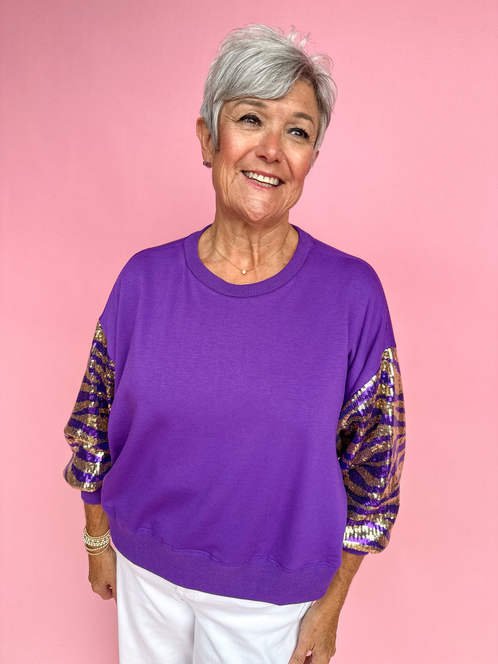 Mary Square | Millie Sweatshirt - Purple & Gold