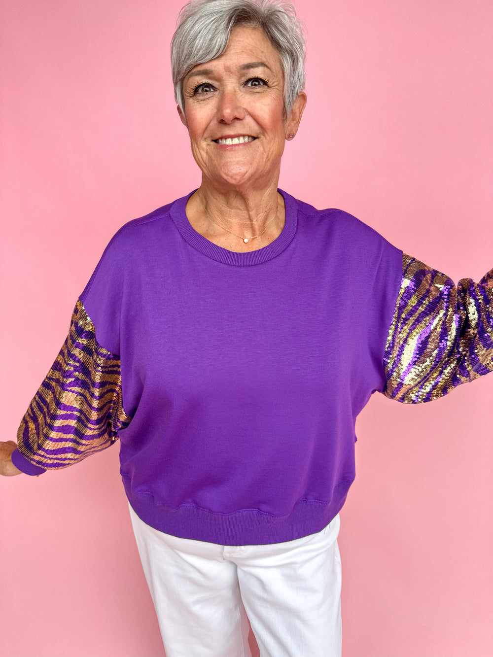 Mary Square | Millie Sweatshirt - Purple & Gold