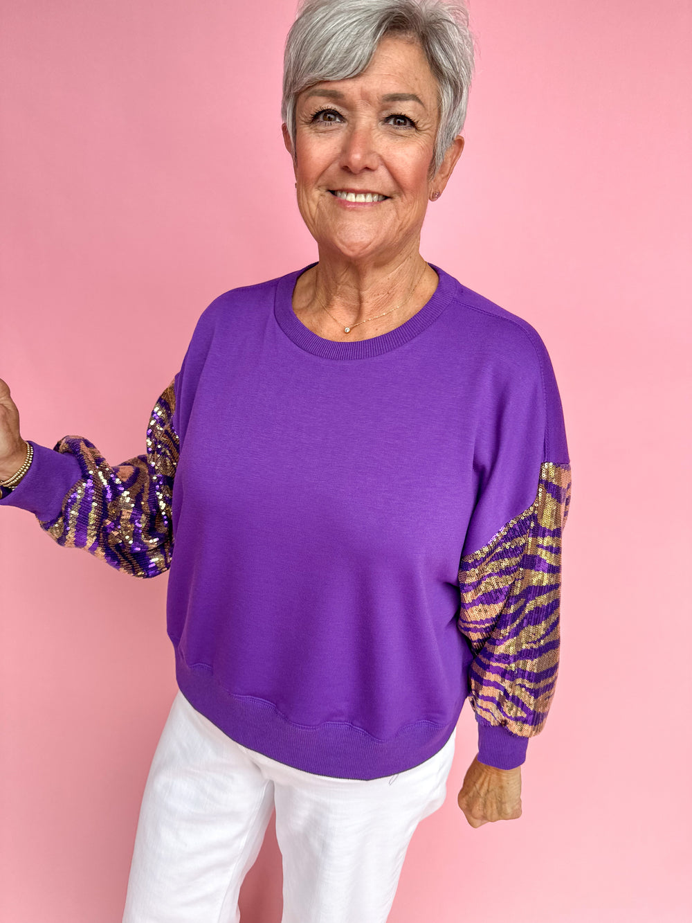 Mary Square | Millie Sweatshirt - Purple & Gold