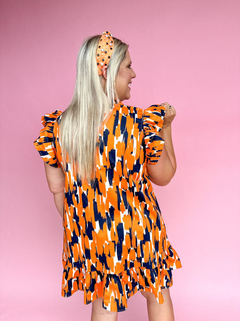 Michelle McDowell | Abby Dress - Tailgate Time Navy/Orange