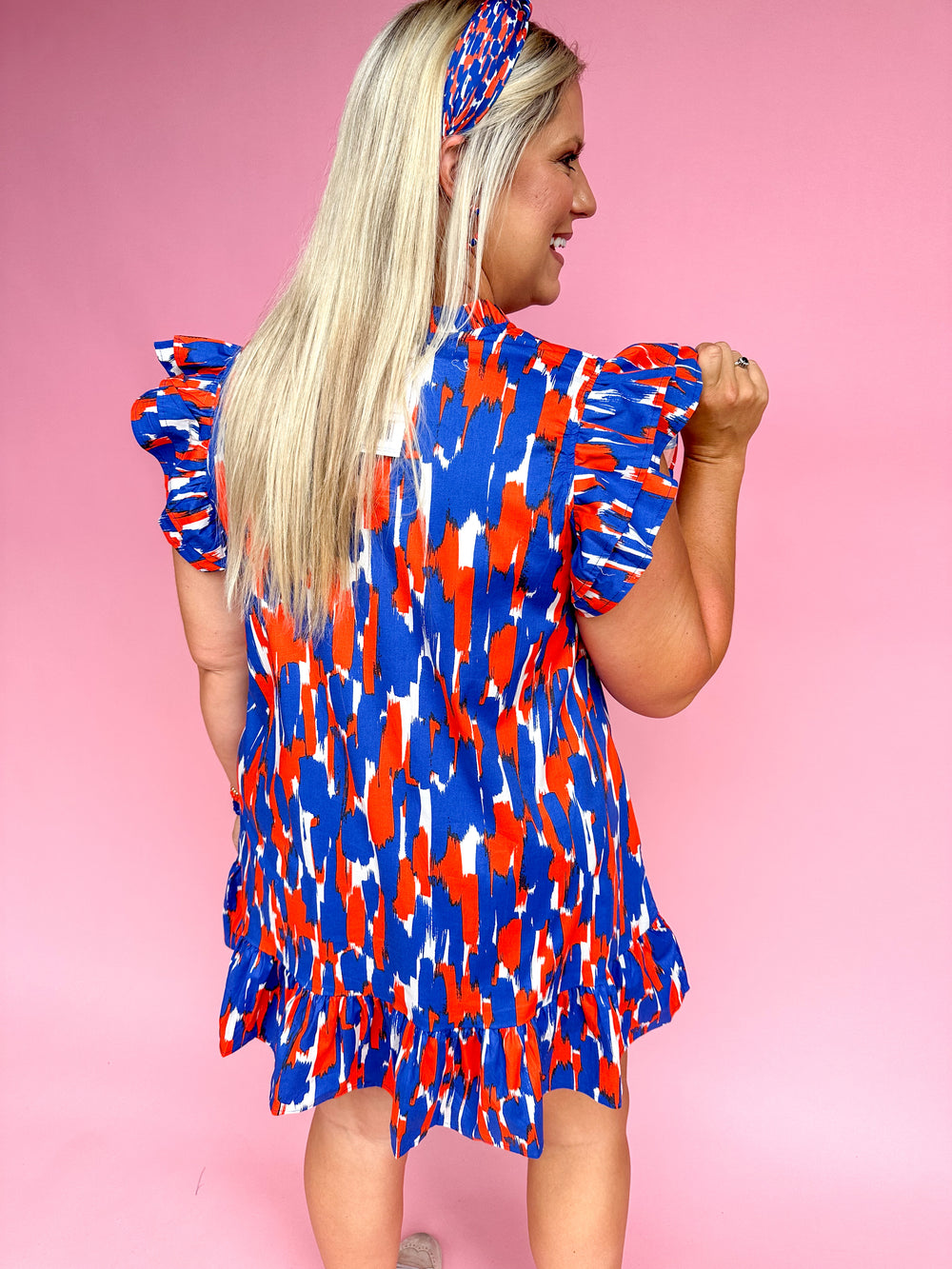 Michelle McDowell | Abby Dress - Tailgate Time Blue/Orange