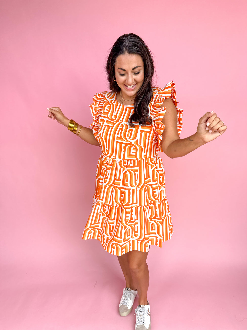 Michelle McDowell | Everly Dress - Touchdown Orange/White