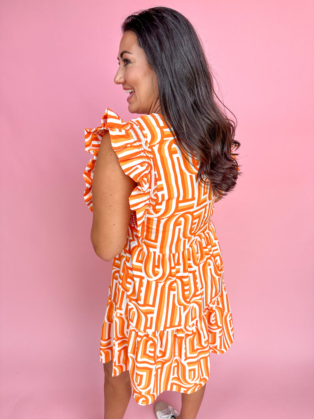 Michelle McDowell | Everly Dress - Touchdown Orange/White