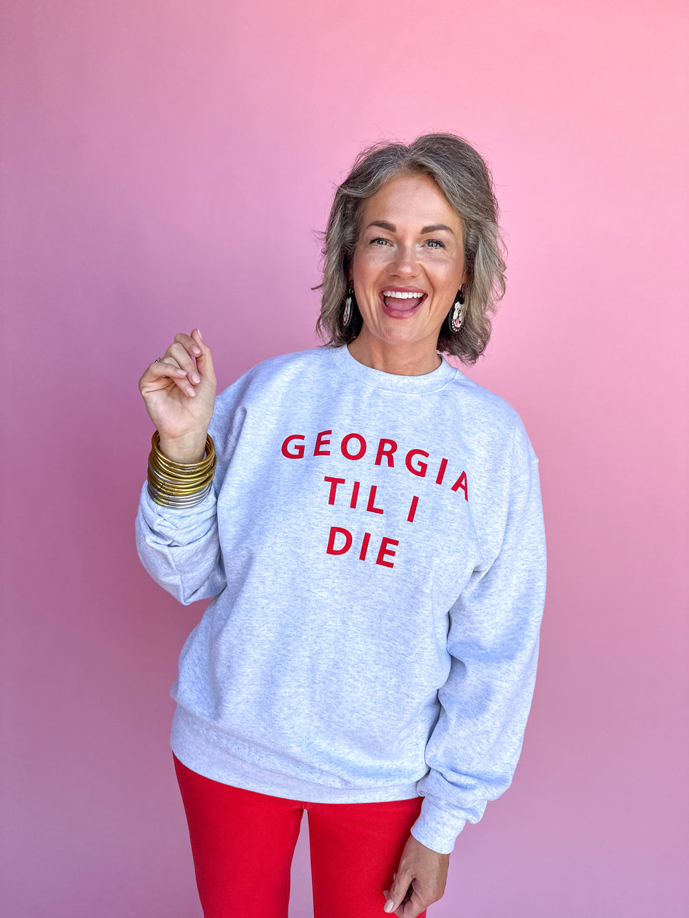 Peach State Pride | Georgia Til I Die L/S Sweatshirt - Gray