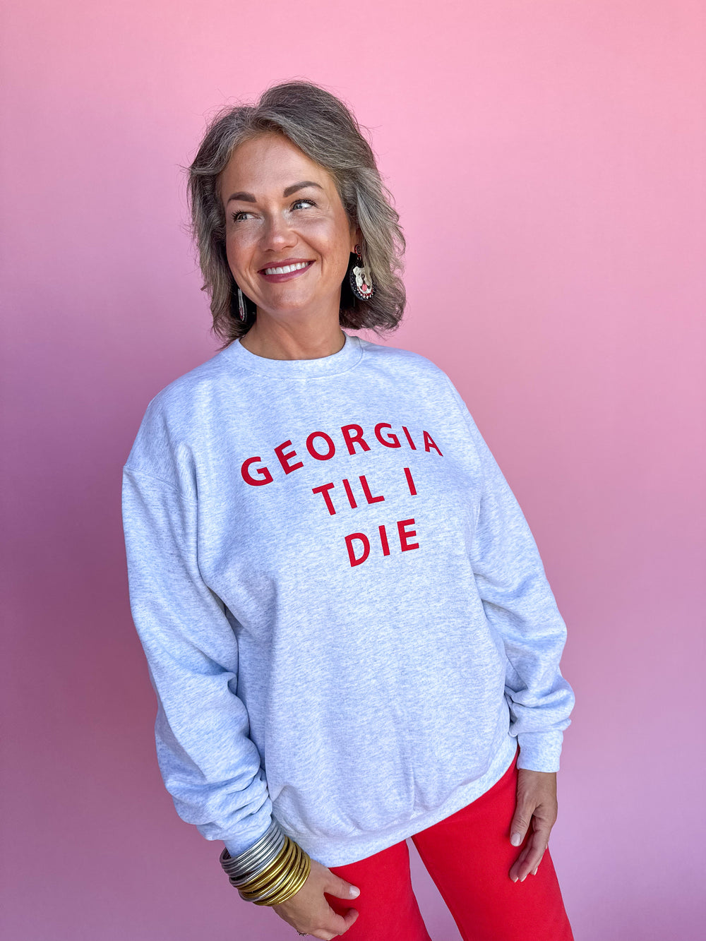 Peach State Pride | Georgia Til I Die L/S Sweatshirt - Gray