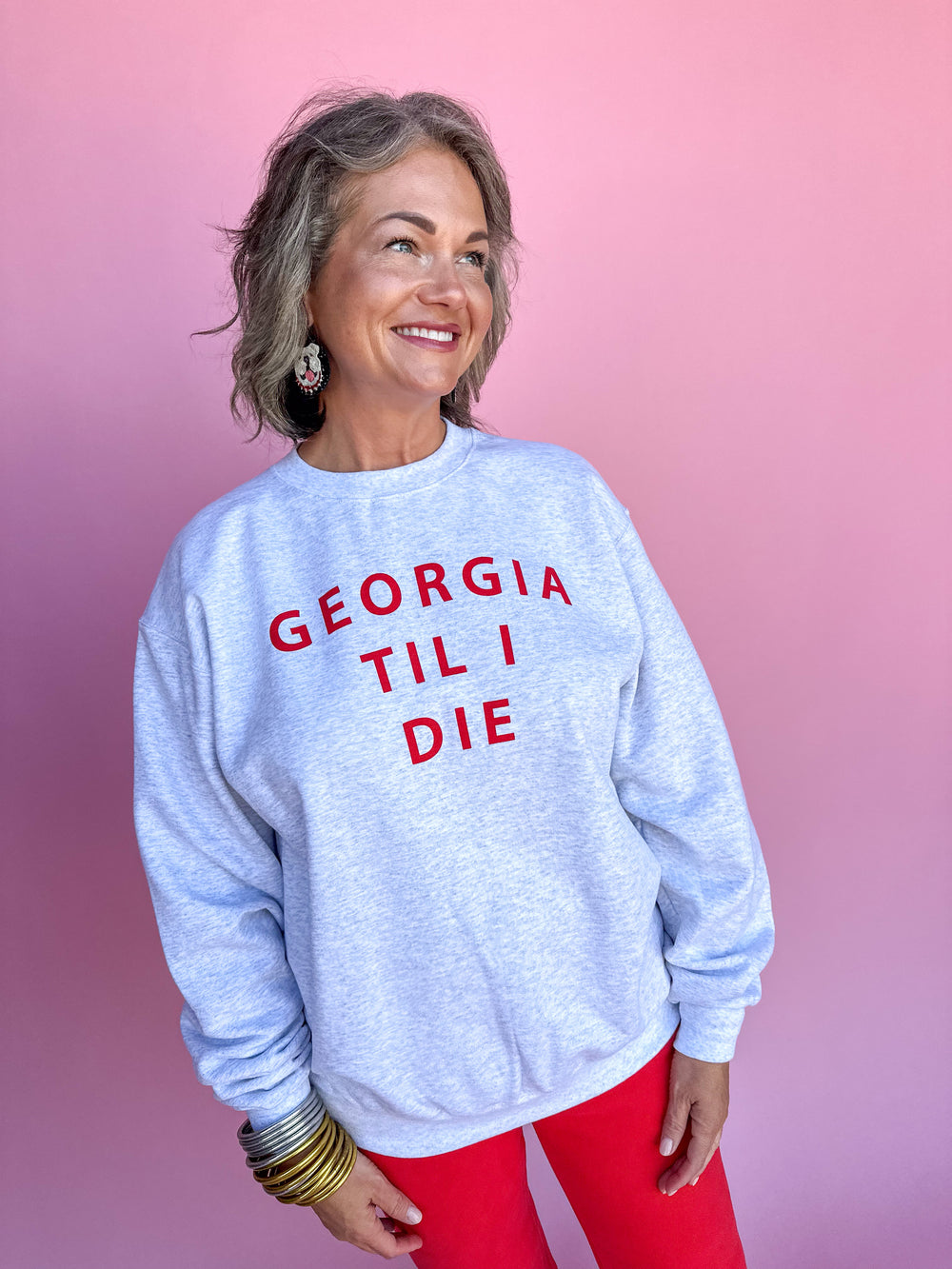 Peach State Pride | Georgia Til I Die L/S Sweatshirt - Gray